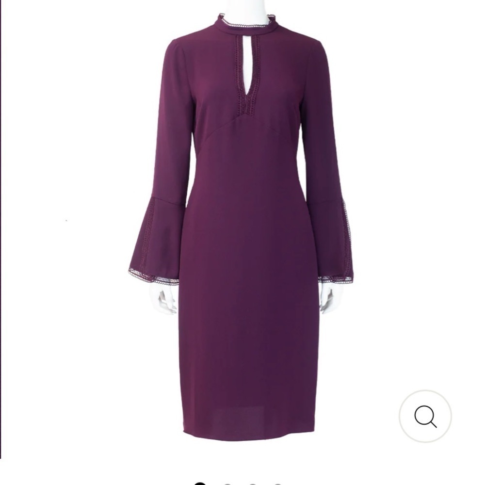 ShoShanna | Bell Sleeve high neck midi dress size 4 plum